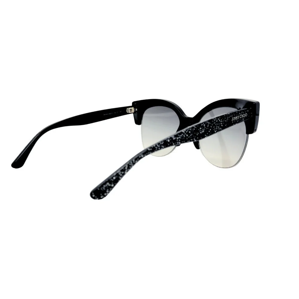 Jimmy Choo LOGO Sunglasses Black Glitter Sparkle Oversize‎ Square Aviator Lens